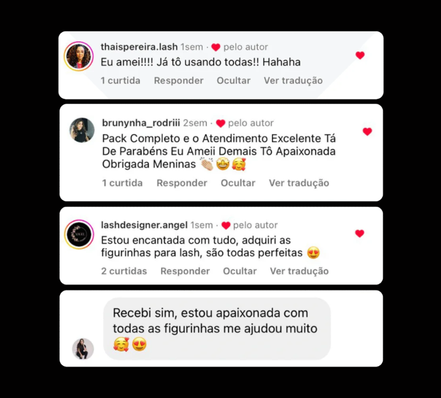 Depoimentos de clientes Instagram